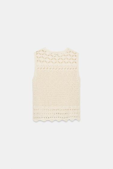 POINTELLE KNIT TOP - Ecru by Zara - Image 7