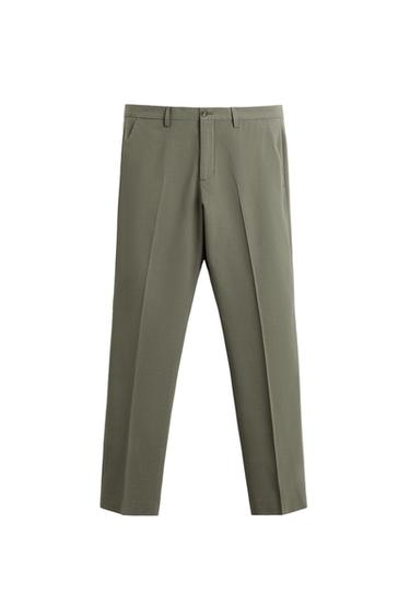 PANTALÓN TRAJE CON LANA - Verdoso de Zara