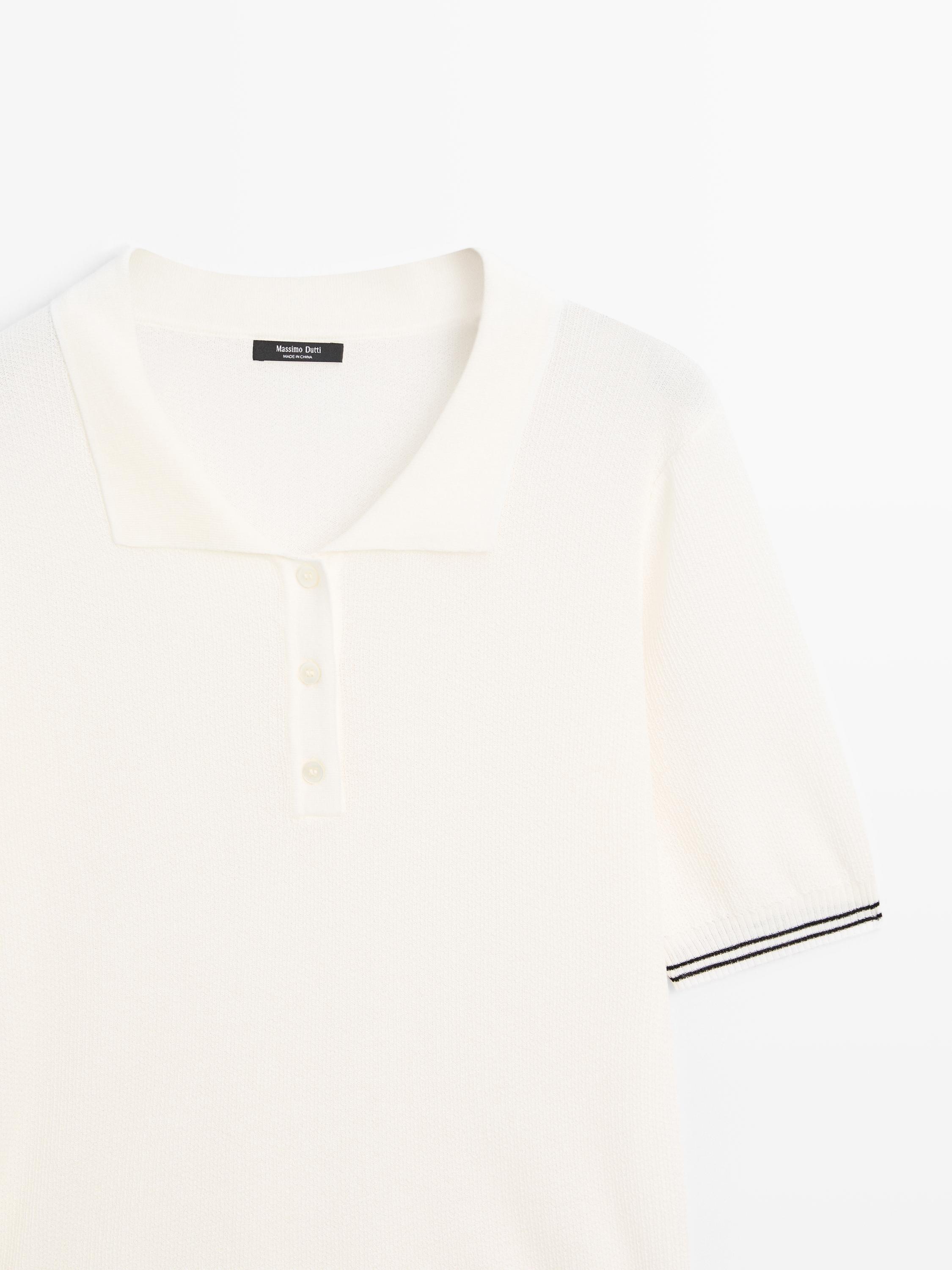Knit polo shirt with sleeve detail