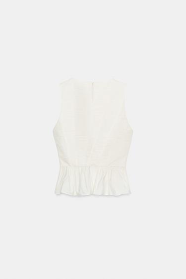 TOP DRAPÉ À VOLANTS - Écru de Zara - Image 4