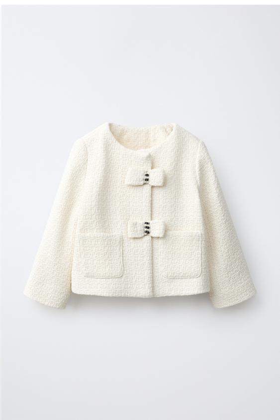 BOWS TEXTURED JACKET - Ecru by Zara - Image 0