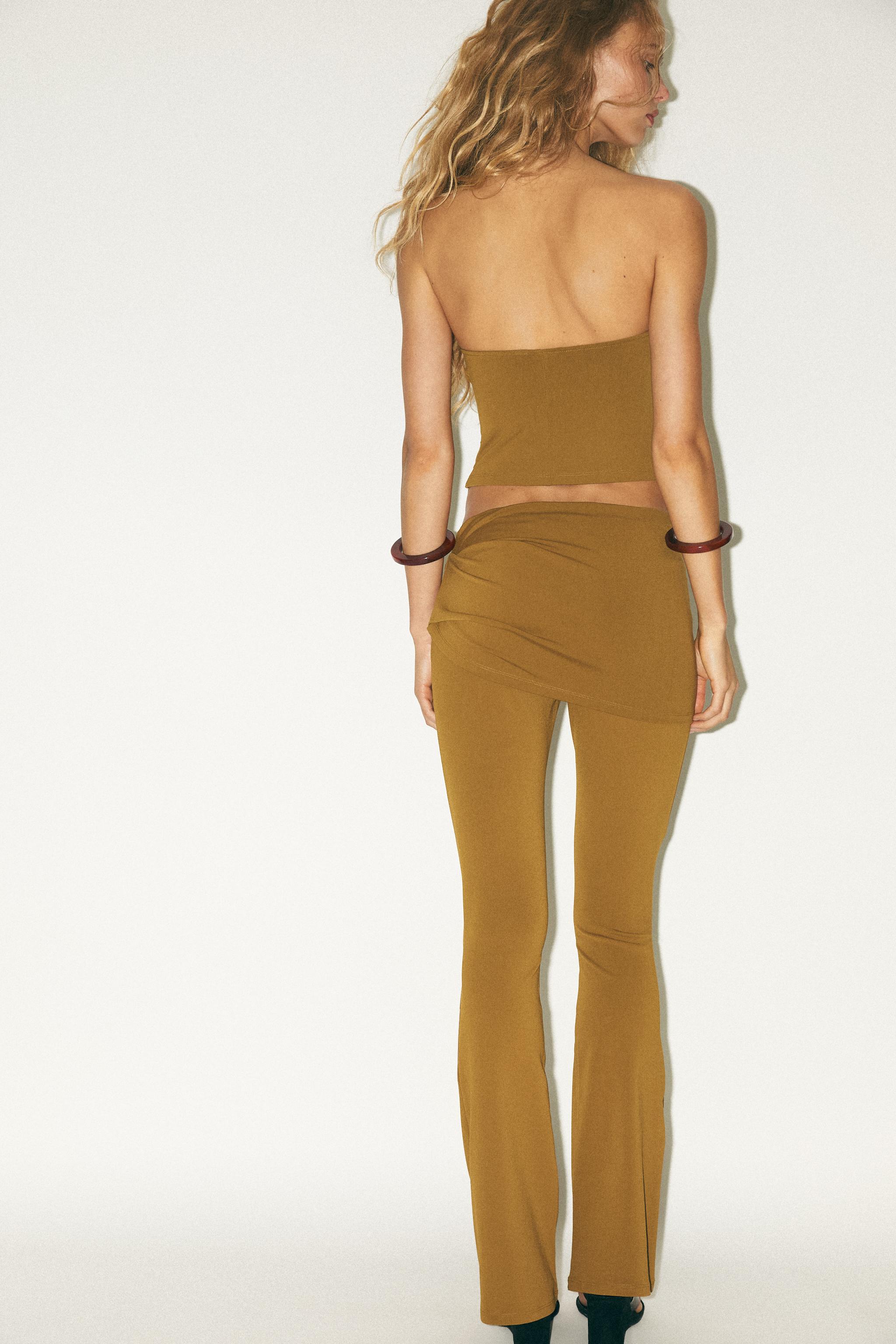 DRAPED WAIST FLARE PANTS - Olive green | ZARA United States