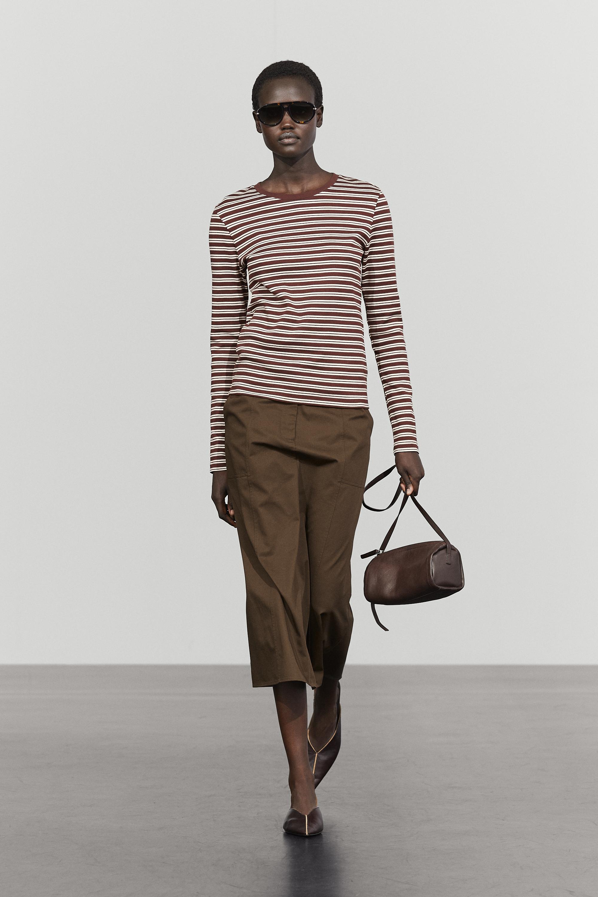 100% cotton striped T-shirt — Mink marl