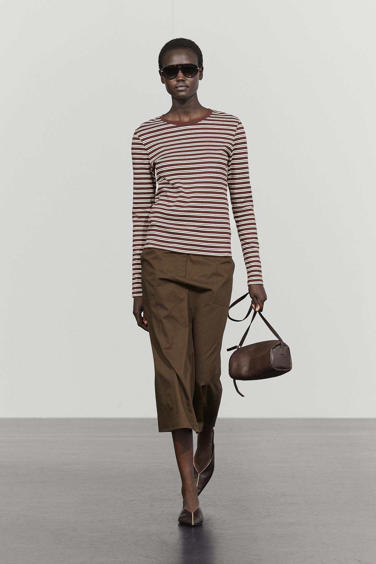 100% cotton striped T-shirt — Mink marl