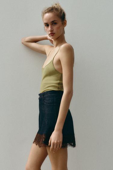 Z1975 DENIM LACE SKORT - Blue by Zara - Image 3