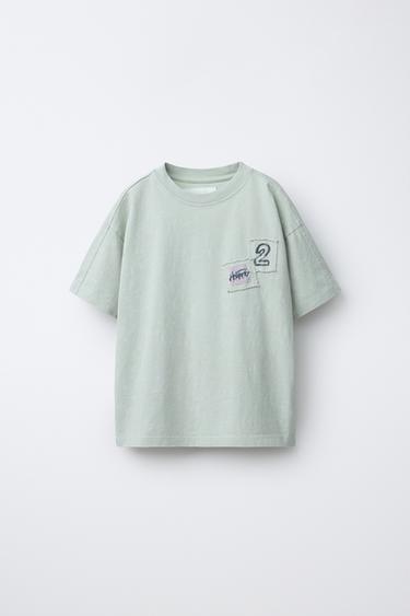 FADED-EFFECT PATCH T-SHIRT - Sea green by Zara