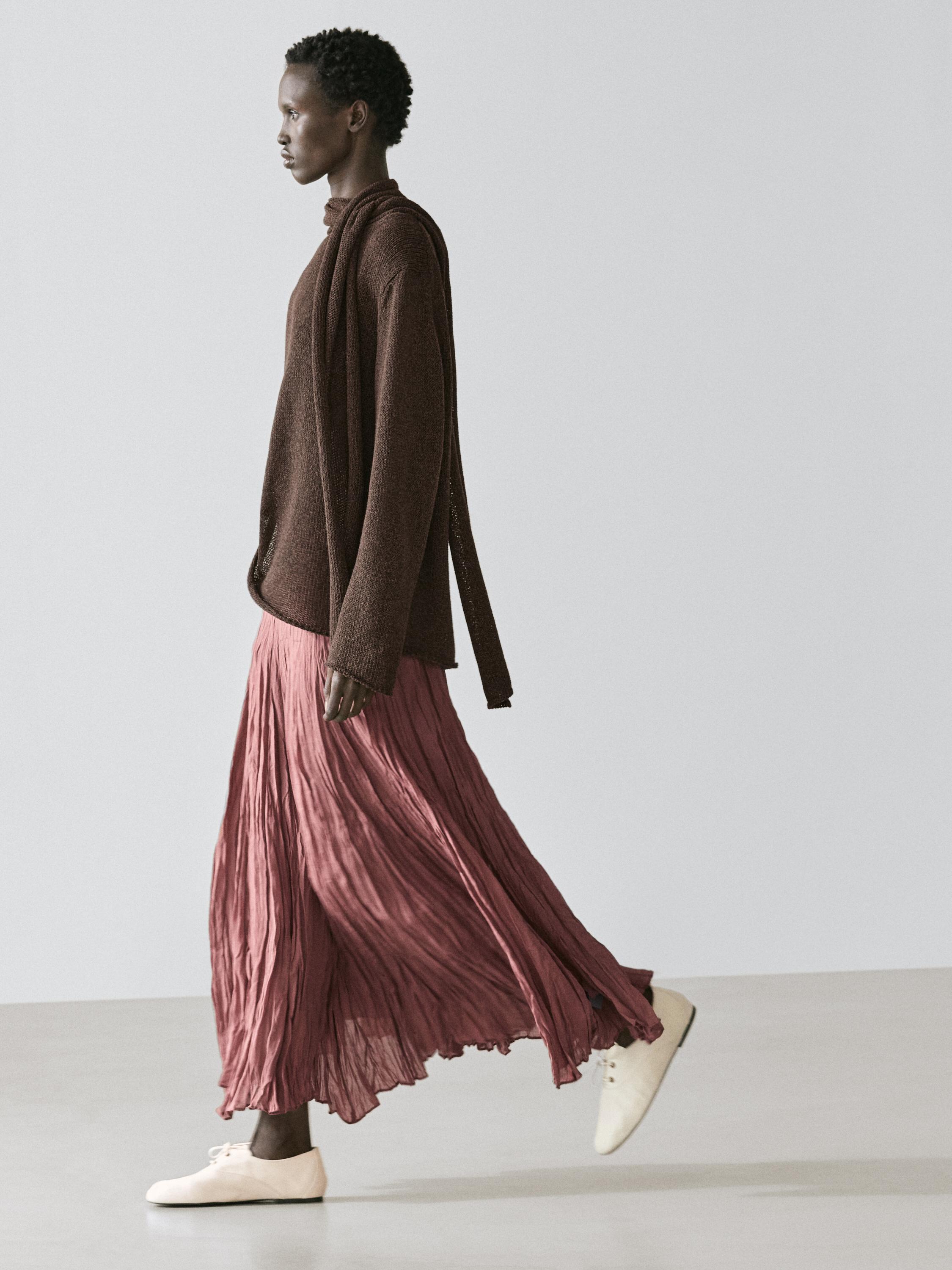Flowing godet midi skirt