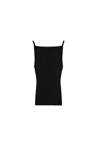 RIBBED KNIT HALTER TOP - Black by Zara