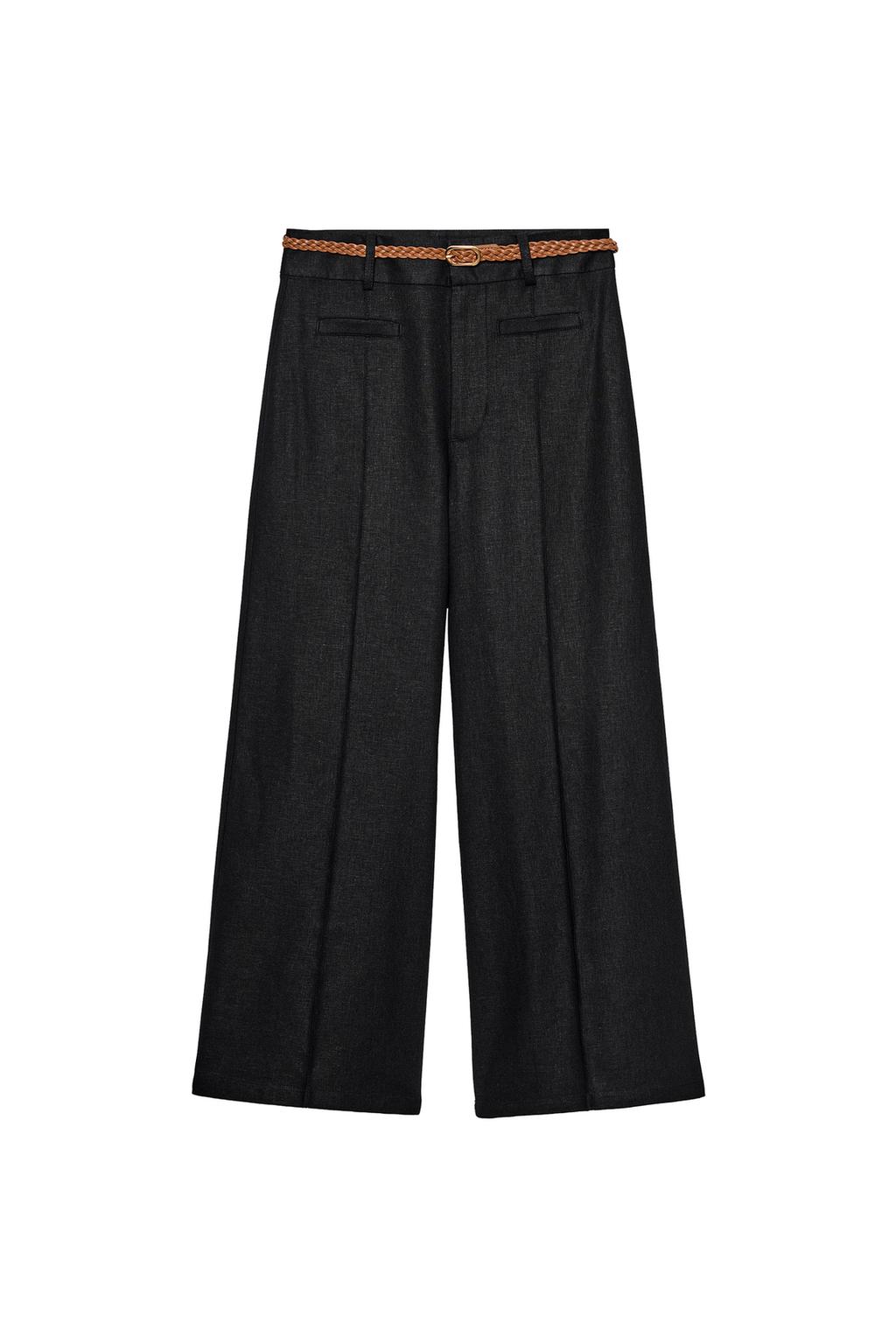 LINEN CULOTTES WITH WOVEN BELT - image 3