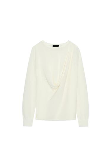 ТРИКОТАЖНИЙ СВЕТР З М'ЯКОЇ ТКАНИНИ - екрю/білий Zara