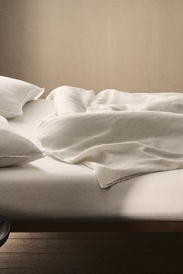 Zara WASHED LINEN DUVET COVER (160 GxM²) - 白色