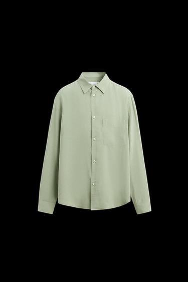 CAMISA FLUIDA BOLSILLO - Verde agua de Zara - Imagen 0