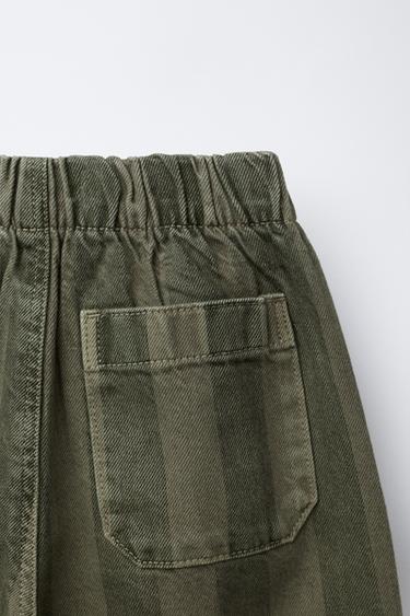 TWILL STRIPED BALLOON TROUSERS - Khaki by Zara - Image 3