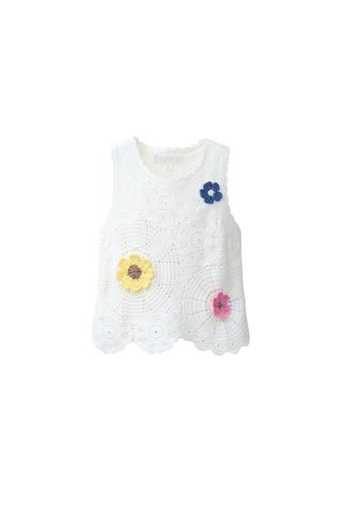 TOP PUNTO CROCHET FLORES - Crudo de Zara