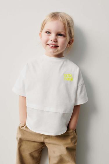 T-SHIRT BRODÉ FLUO - Blanc de Zara