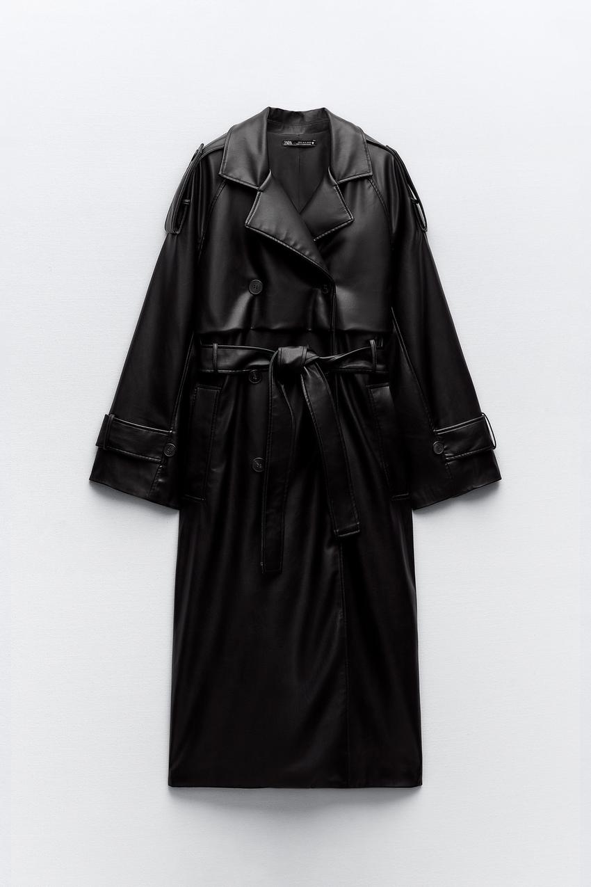 OVERSIZE LEATHER EFFECT TRENCH COAT
