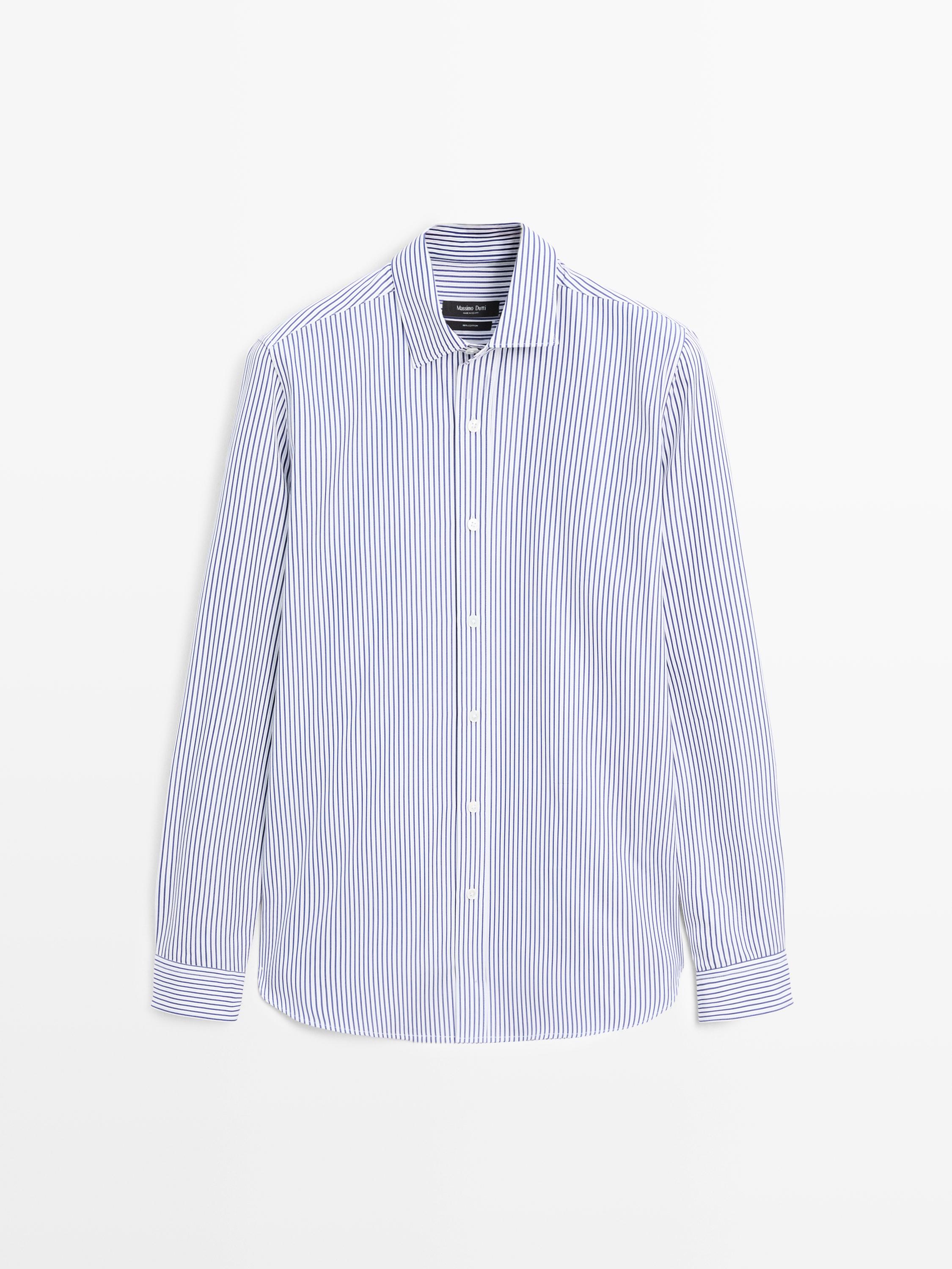 Regular fit striped 100% cotton shirt