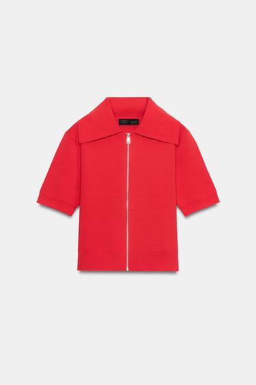 CARDIGAN WITH ZIP - Red by Zara - Image 4