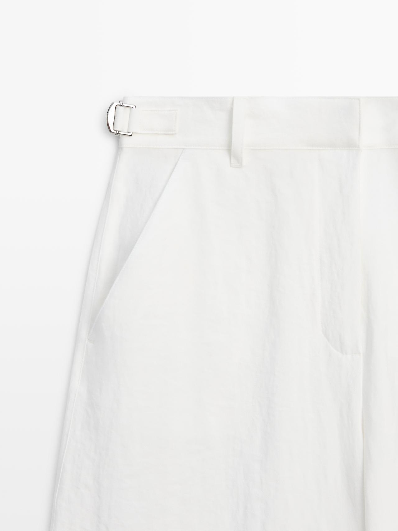 Flowing trousers with buckles — White
