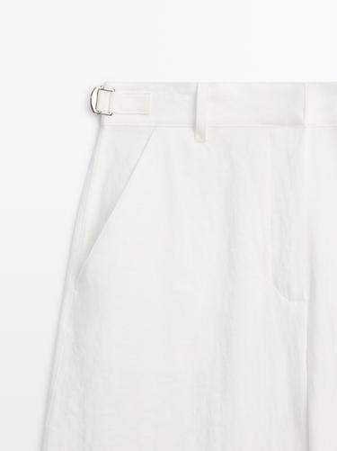 Flowing trousers with buckles — White 2