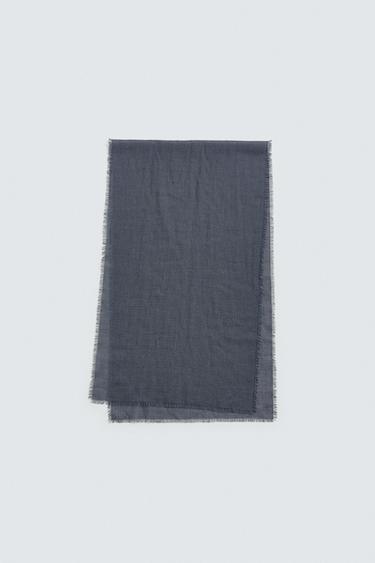 COTTON TEXTURED SCARF - Navy blue by Zara - Image 4
