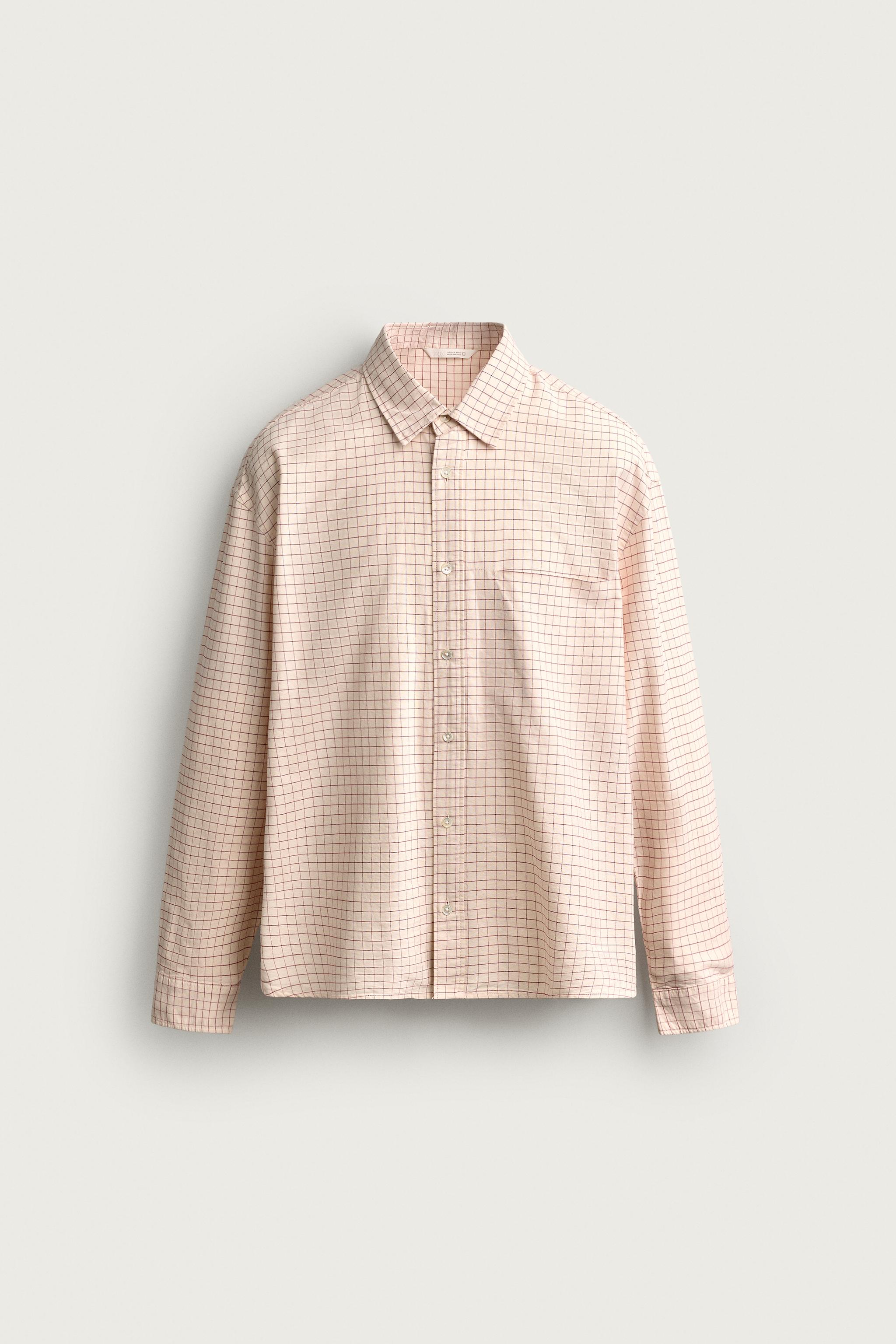 RELAXED FIT OXFORD SHIRT — Ecru / Red