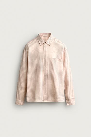 CAMISA RELAXED FIT OXFORD - Crudo / Rojo de Zara