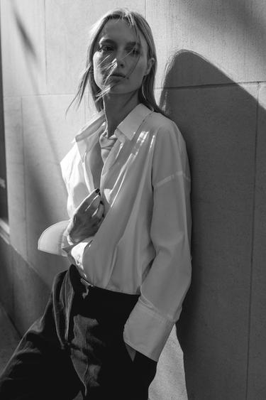 CAMISA BÁSICA POPELÍN - Blanco de Zara