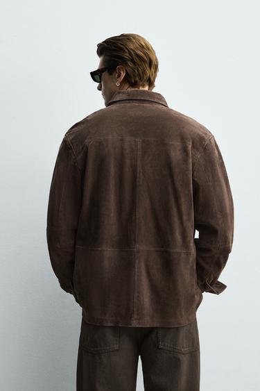 SURCHEMISE EN CUIR DAIM - Chocolat de Zara - Image 2