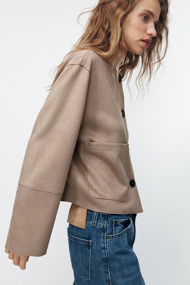 FAUX SUEDE JACKET - Beige by Zara