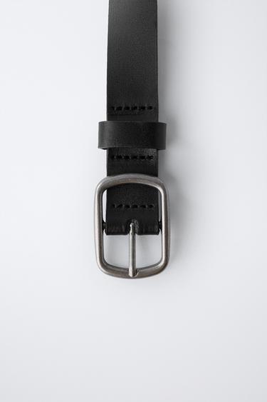 100% LEATHER BELT - Black by Zara