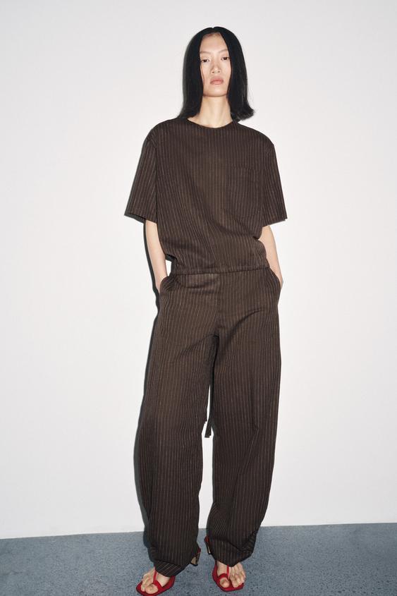 ZW COLLECTION STRIPED LINEN BLEND TOP