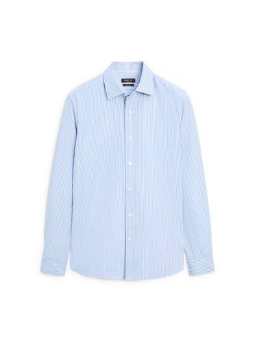Zara 100% cotton striped poplin shirt - Mid-blue