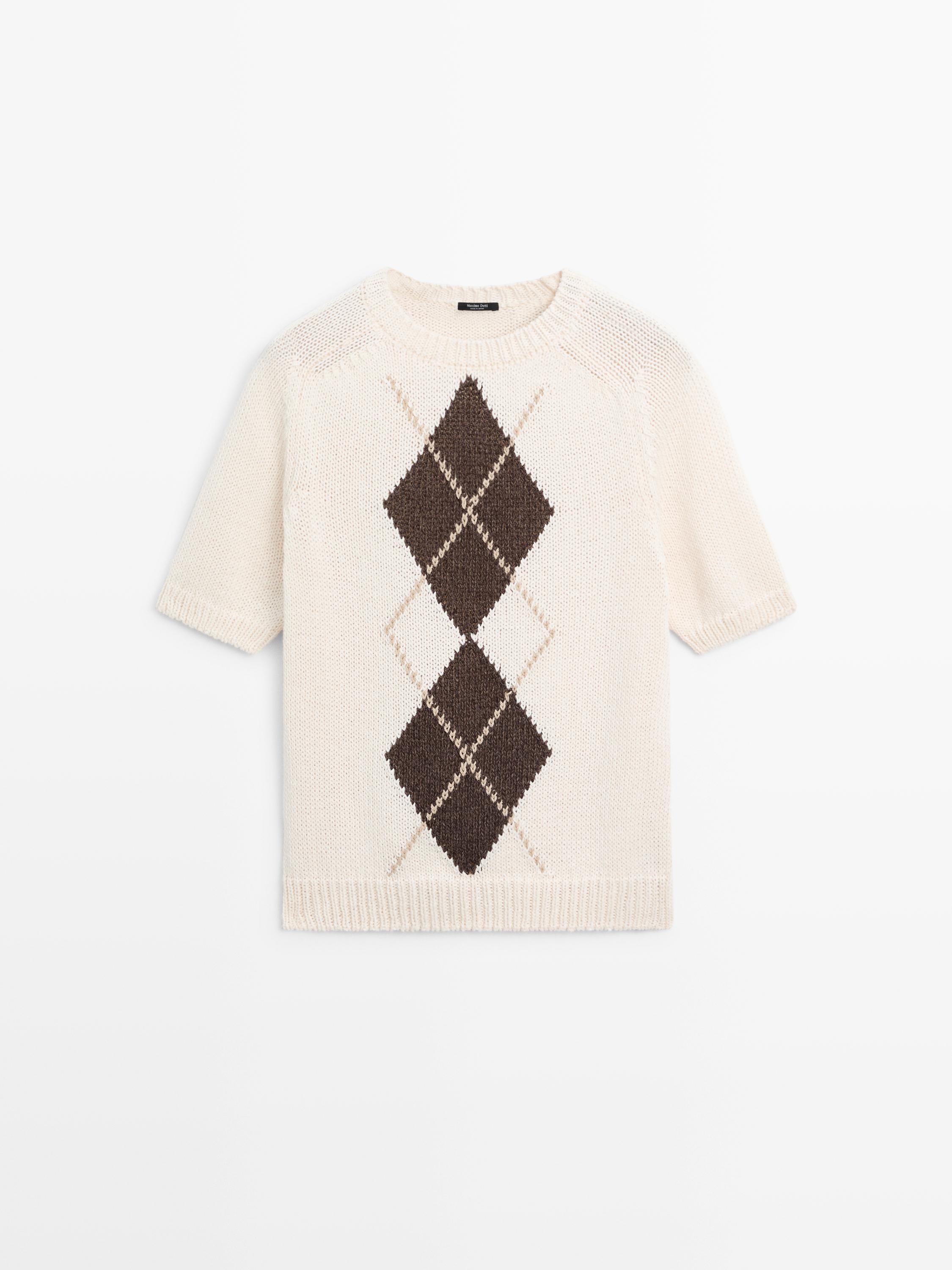 Pull en maille à manches courtes losanges