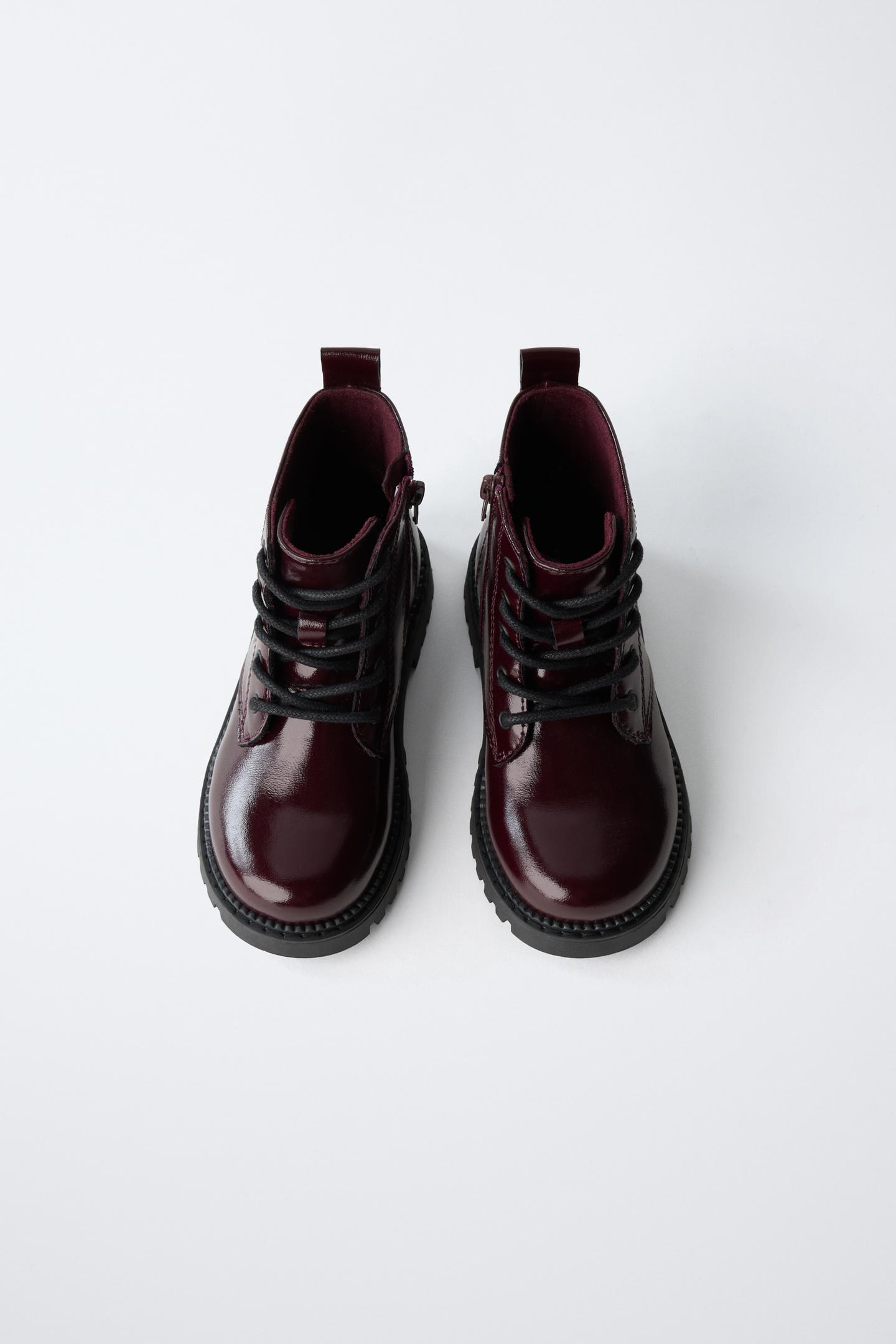 Детские ботинки Zara Floral Ankle, цвет: Бордовый красный — фото 4