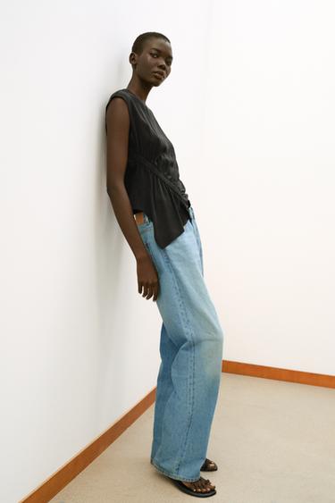 SLEEVELESS TOP WITH GATHERING - Black by Zara - Image 2