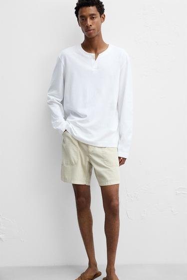 CAMISETA COLO BOTÓN - Branco de Zara