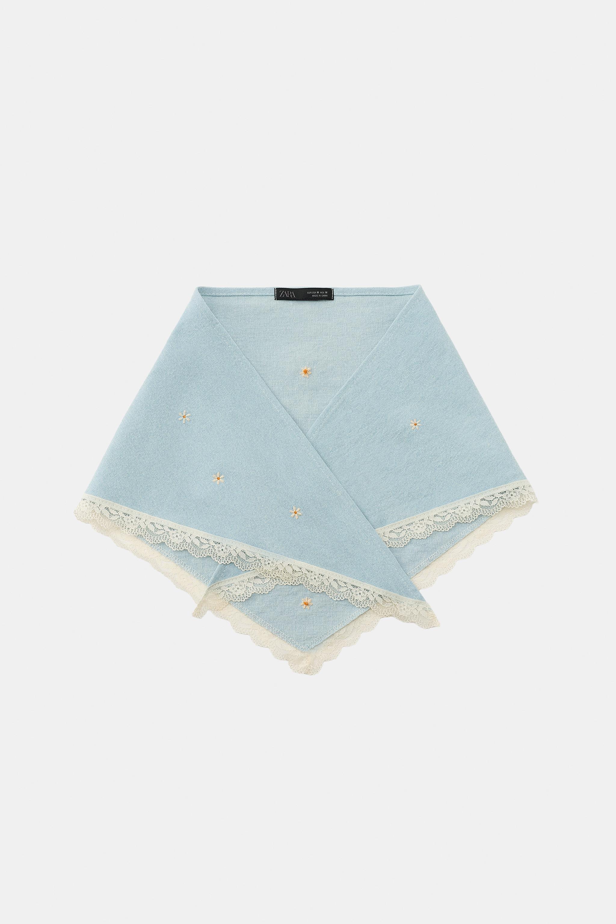 FLORAL EMBROIDERED BANDANA SCARF