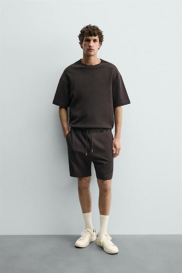 ШОРТИ-ДЖОГЕРИ RELAXED FIT З ІНТЕРЛОКУ - Темно-коричневий Zara