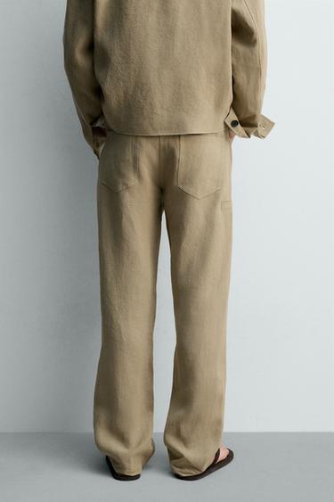 PANTALON BALLON FIT 100% LIN - Marron clair de Zara - Image 2