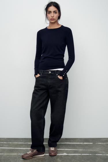 BASIC PLAIN KNIT SWEATER - Black by Zara - Image 0
