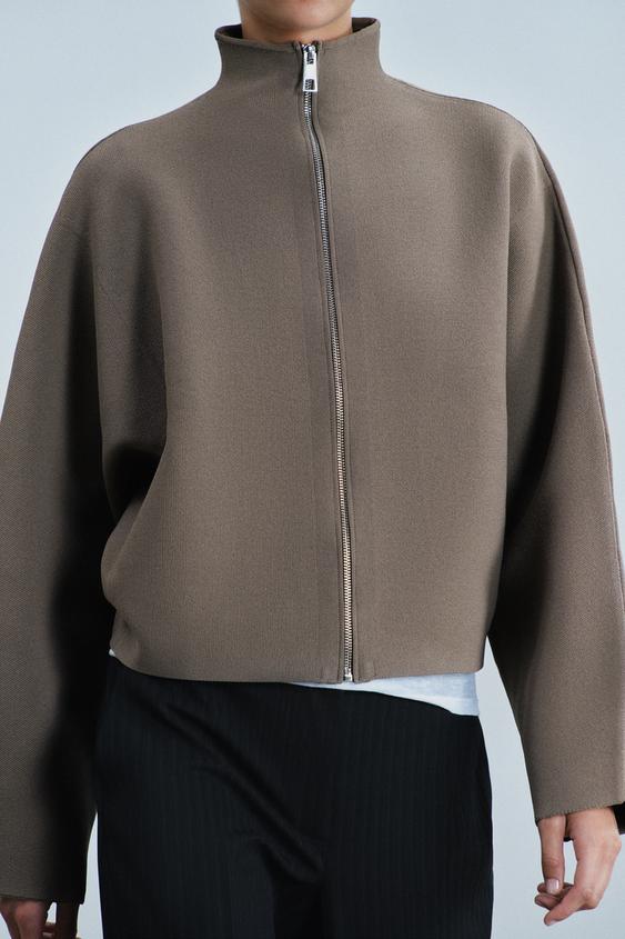 VESTE EN MAILLE ZIPPÉE - Tabac de Zara - Image 3