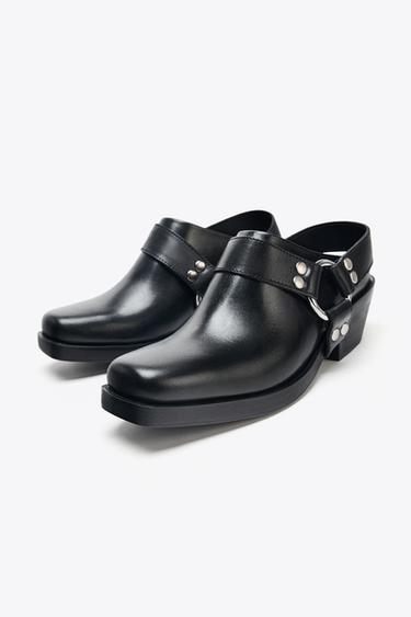LEATHER CLOGS WITH REMOVABLE DETAIL - Black by Zara - Image 3