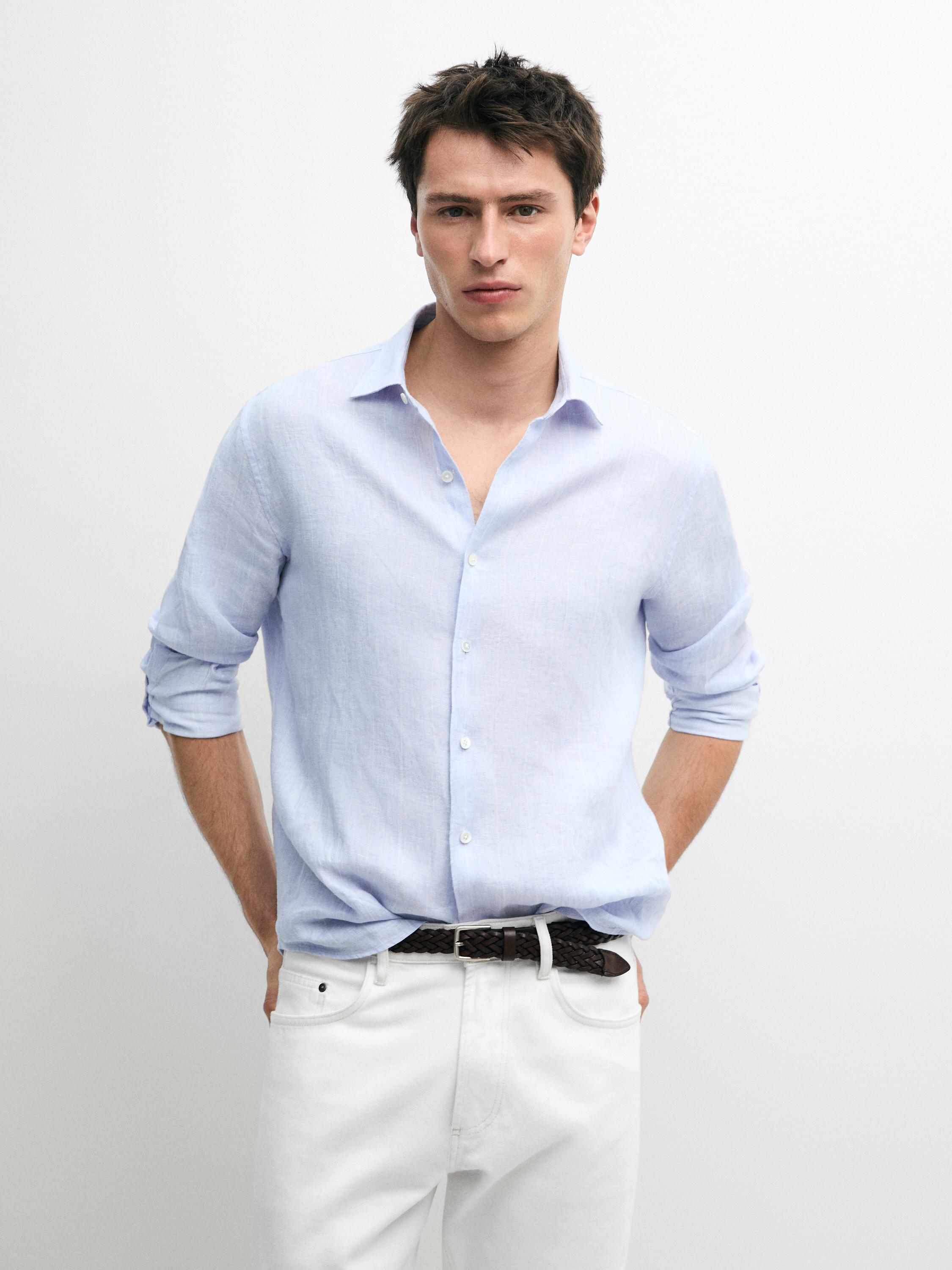 Chemise à rayures 100 % lin