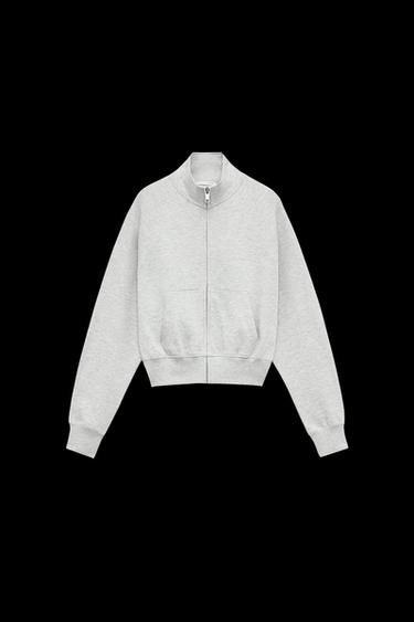 SWEATSHIRT WITH ZIP - Grey marl by Zara