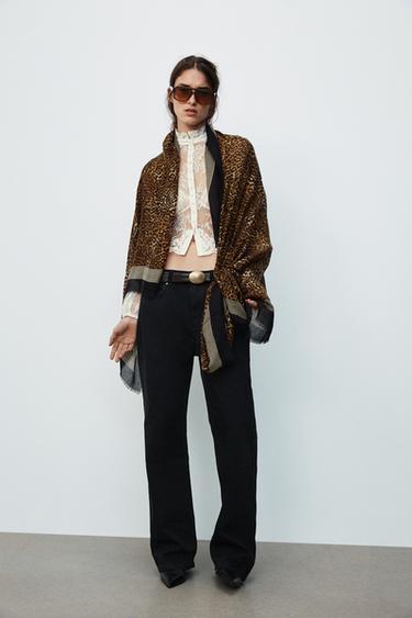 BEDRUCKTER WOLLSCHAL MIT ANIMAL-STREIFEN - Leopardenprint von Zara - Bild 0