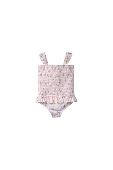 1-6歳/ゴム入りフラワー柄スイムウェアストーンZaraの1-6歳/ゴム入りフラワー柄スイムウェア - ストーン 