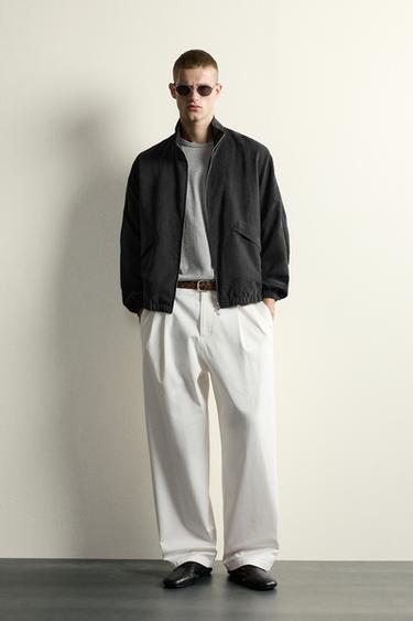 RELAXED FIT BOMBERJAKKE I RUSKINDSLOOK - Sort fra Zara