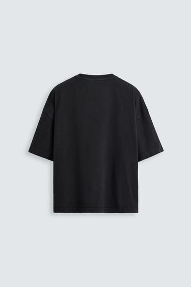 Zara LIGHTWEIGHT WASHED BOXY FIT T-SHIRT - Anthracite grey