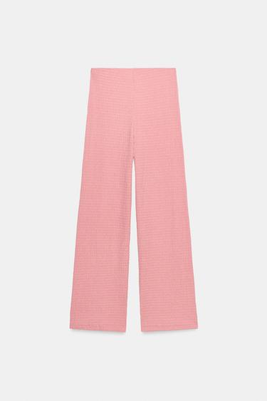 TEXTURED STRAIGHT-LEG TROUSERS - Pale pink by Zara - Image 5